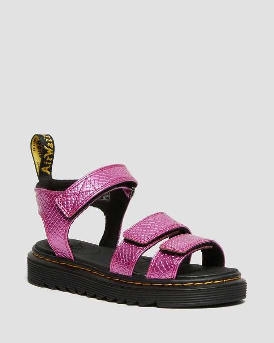 Sandalias Dr. Martens Klaire Reptile Emboss Strap Niño Rosas MX-91056